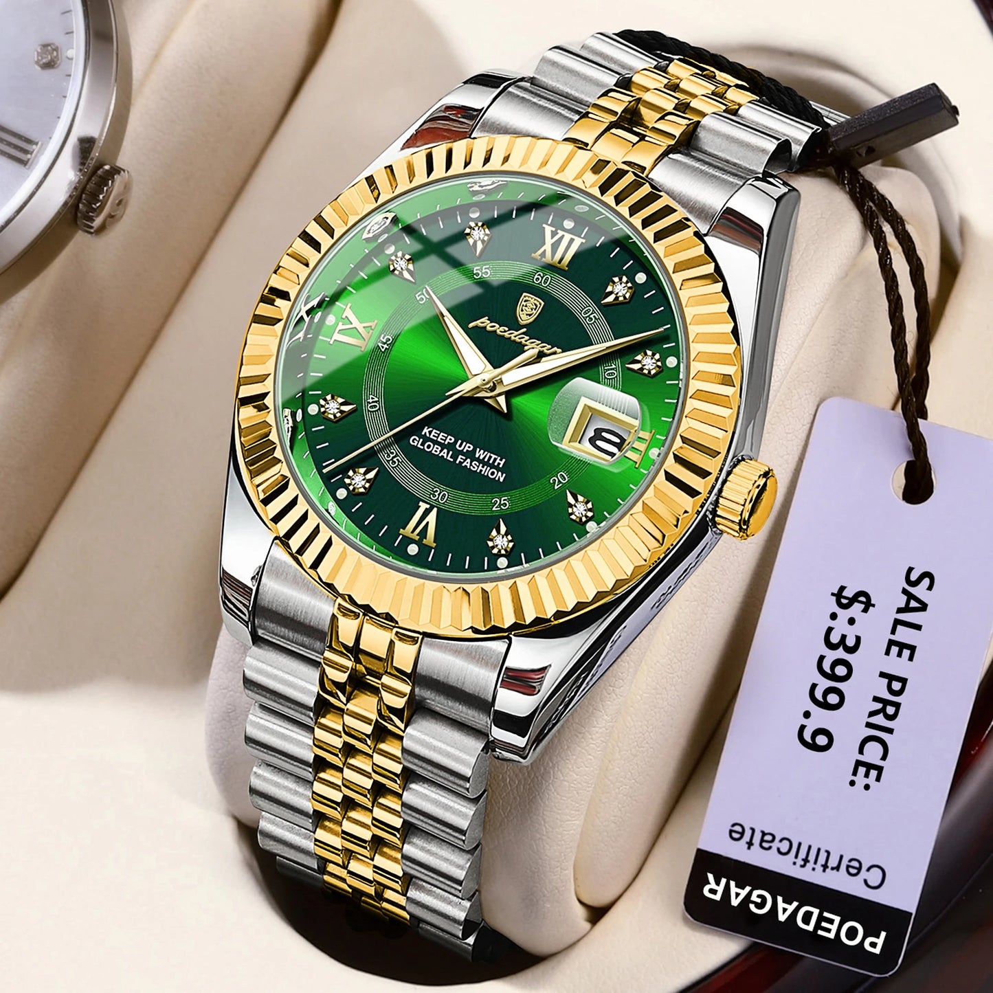 POEDAGAR Classic Men's Watches Luxury Fashion Threaded Bezel Watch for Man Luminous Date Waterproof Original Quartz Wristwatch