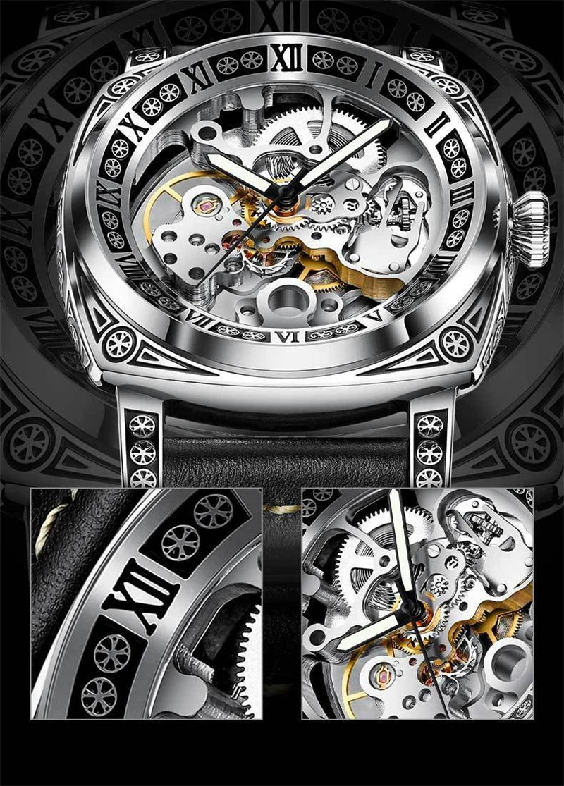 New Mens Watch Top brands Automatic man watches skeleton Fashion Male Clock Business Mechanical Wristwatch relogio masculino