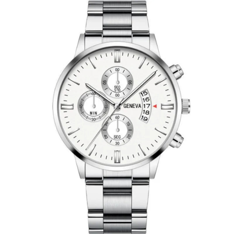 Fashion Men Stainless Steel Watch Luxury Calendar Quartz Wrist Watch Mens Business Watches for Man Clock Montre Homme