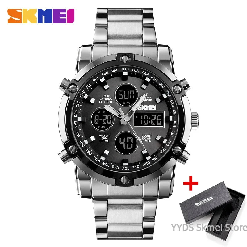 SKMEI 1389 Fashion Luxury Business Mens Watch Waterproof Sport Digital Men's Wristwatch Bracelet Clock Reloj Relogio Masculino