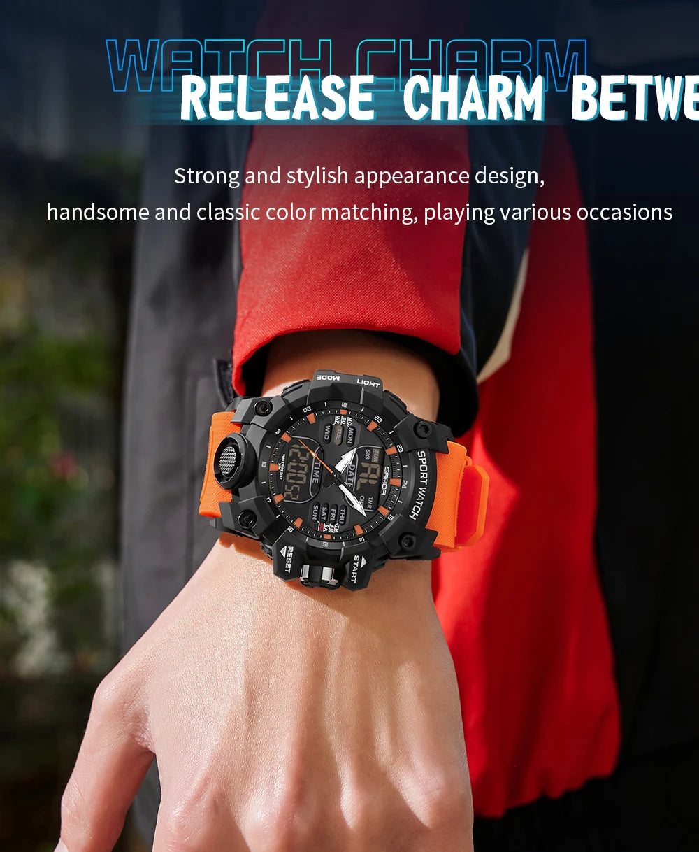 New 2024 Step Calorimeter Single Display Electronic Sanda 6126 Watch Simple Nightlight Waterproof Sports Electronic Watch