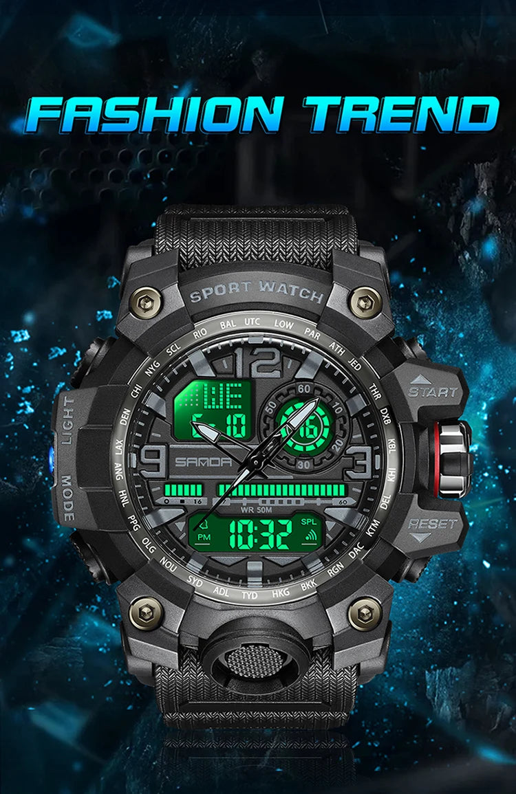 SANDA G style New Men Watch 50M Waterproof Sports Military Quartz Watch For Male Electron Digital Wristwatch Reloj De Hombre