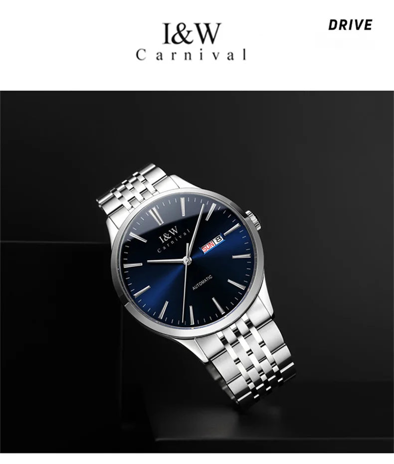 Carnival Iw For Mens Watch Automatic Japan Mechanical Movement Urban Male Wristwatch Date Ss316 Steel Sapphire Crystal Business