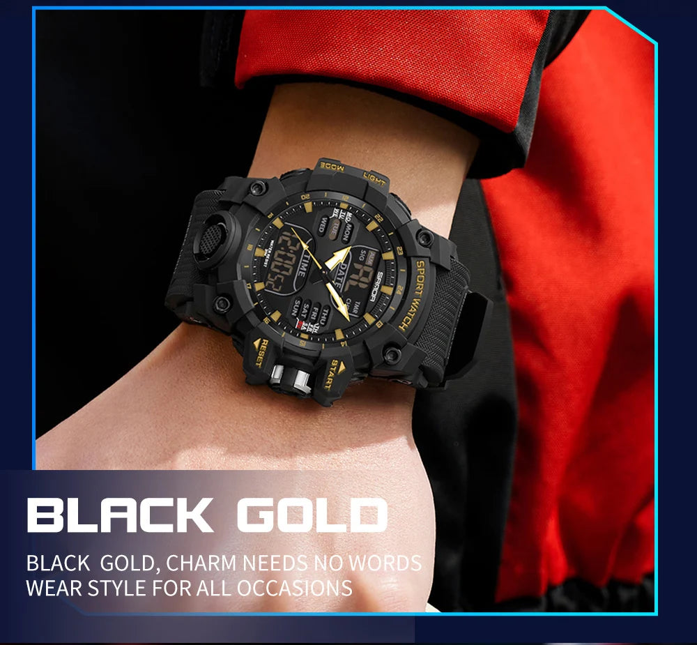 New 2024 Step Calorimeter Single Display Electronic Sanda 6126 Watch Simple Nightlight Waterproof Sports Electronic Watch