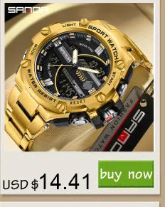 SANDA 6162 Men's Electronic Watch Creative Sports Waterproof Luminous Chronograph Pointer Digital Dual Display Wristwatches