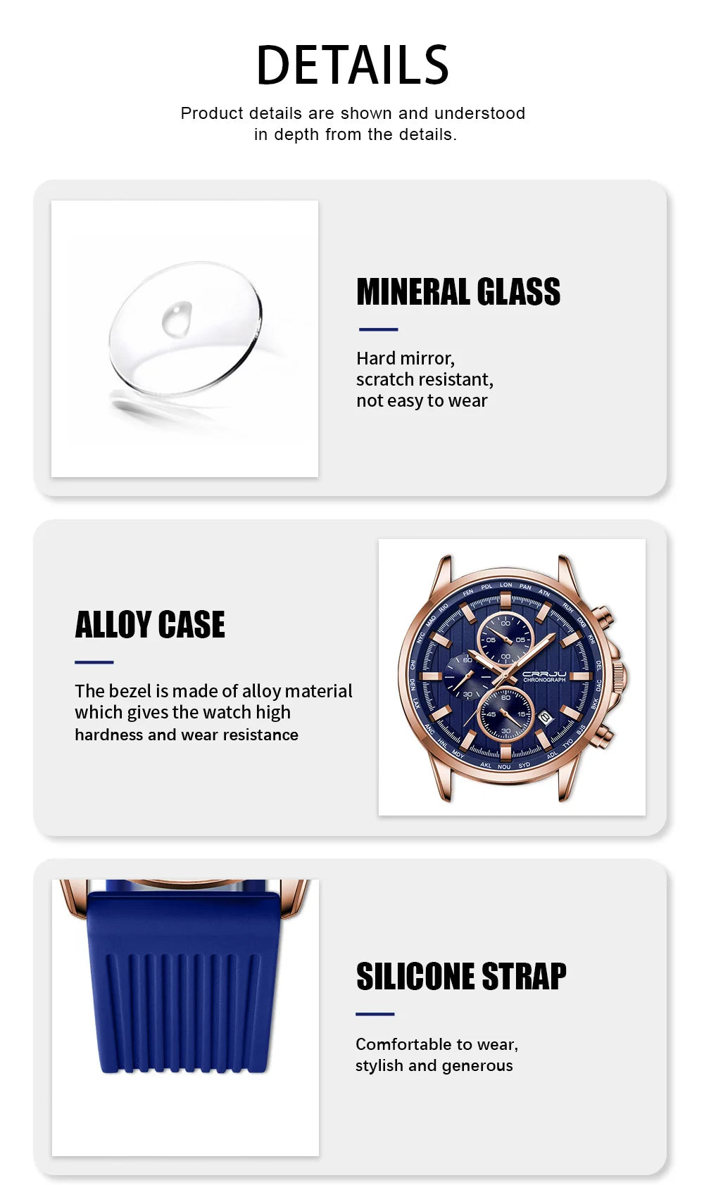 CRRJU Men Watch Silicone Strap Top Brand Luxury Sports Quartz Waterproof Luminous Auto Date Wristwatch Relogio Masculino