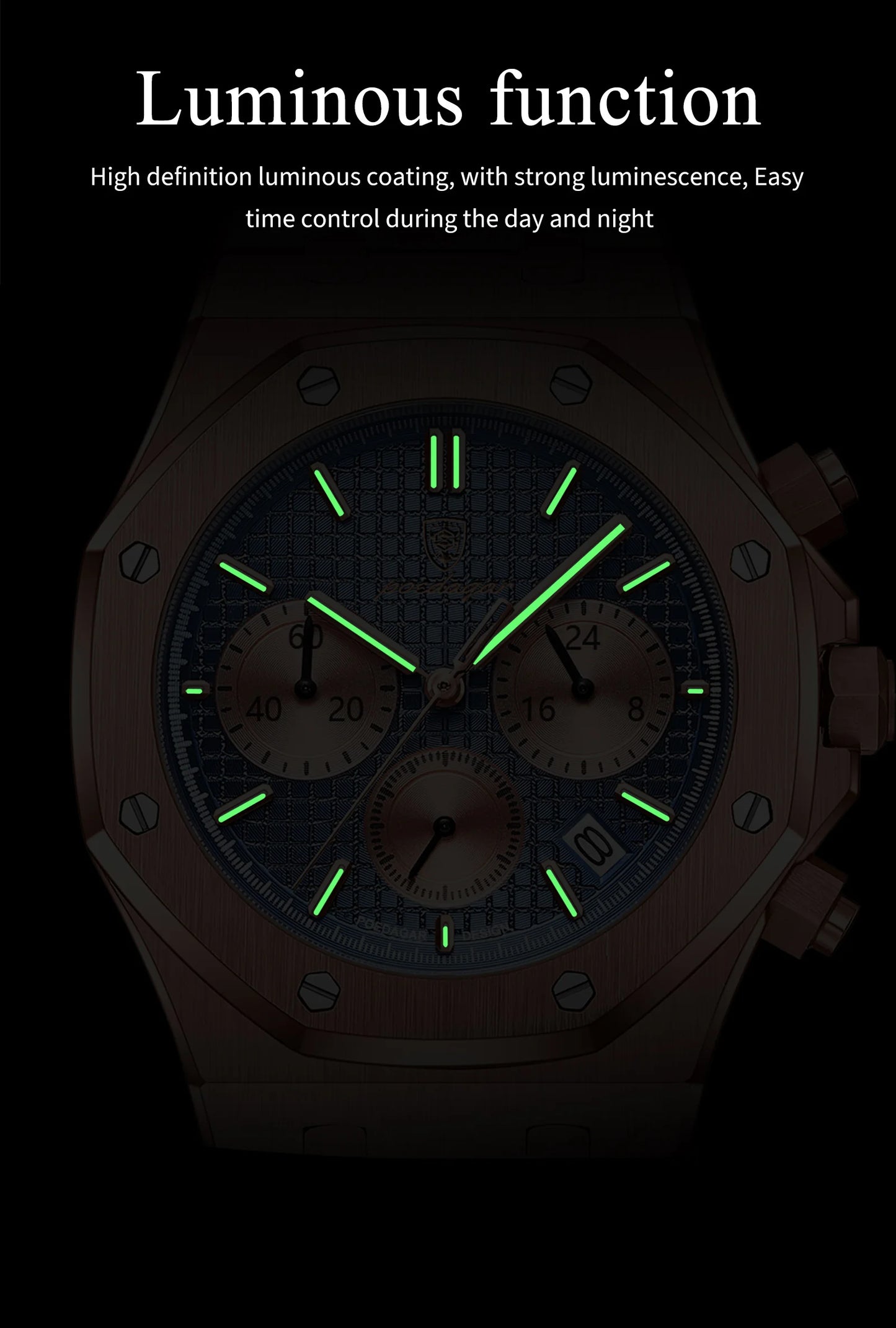 POEDAGAR Classic Men's Watches Trend Fashion Original Quartz Watch for Man Waterproof Fine Steel Chronograph Wristwatch Date