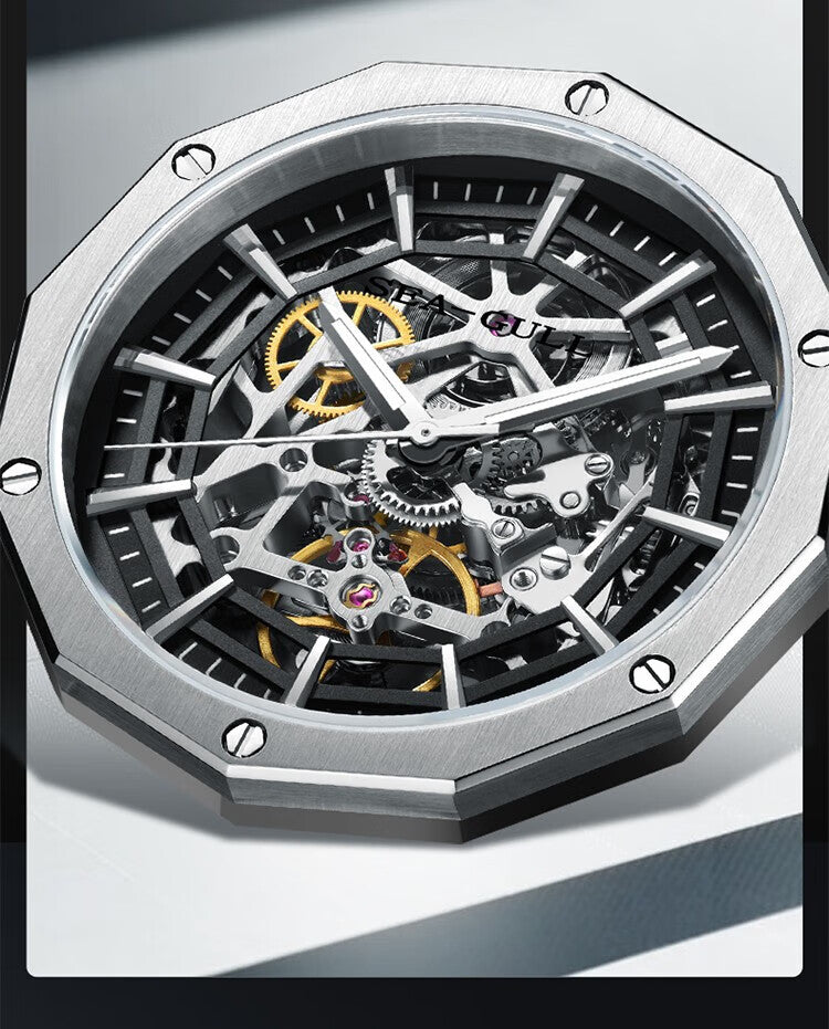 Seagull Casual Automatic Mechanical Watch Skeleton Hollow Men Wristwatches Luminous Military Watches Sapphire Montre Homme 6168k