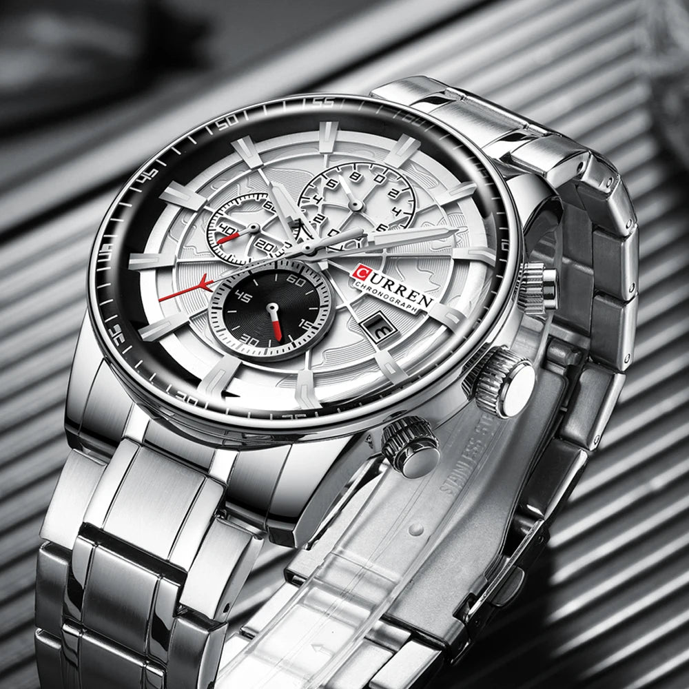 CURREN Man WristWatch Waterproof Chronograph Men Watch Military Top Brand Luxury Gold Stainless Steel Sport Date Male Clock 8362