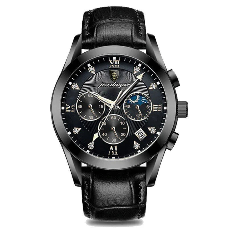 POEDAGAR Men Watch New Top Brand Luxury Waterproof Luminous Sport Wristwatch Quartz Military Genuine Leather Relogio Masculino