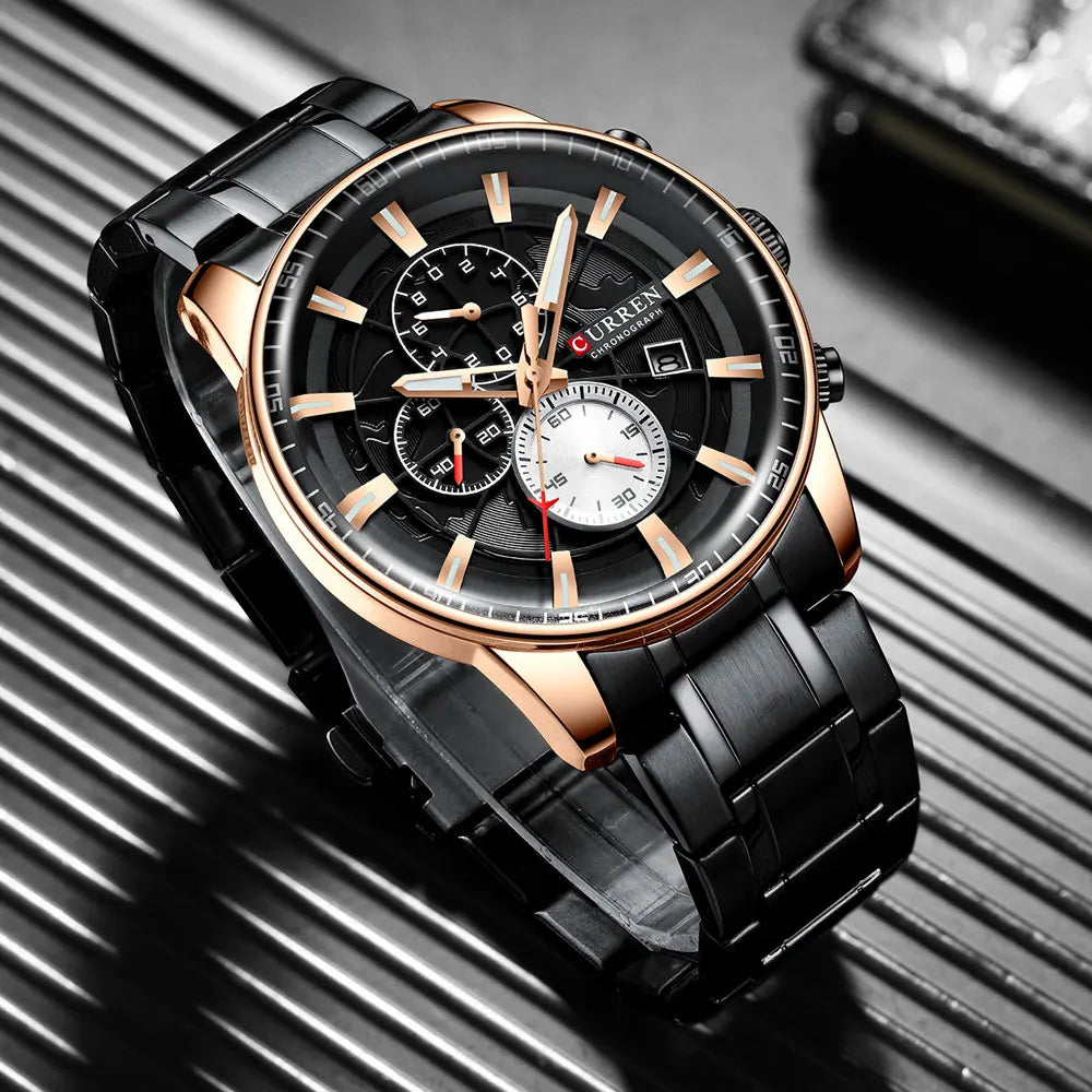 CURREN Man WristWatch Waterproof Chronograph Men Watch Military Top Brand Luxury Gold Stainless Steel Sport Date Male Clock 8362