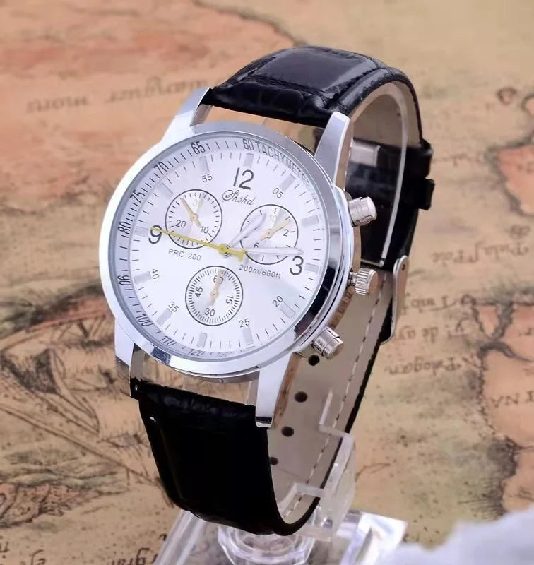 Fashionable casual men style and leisurely strap watch three eye six stitches leisure fashion activity watch, quartz watch