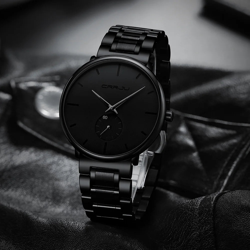 CRRJU Mens Watches Stainless Steel Men's Wrist Watch Casual Luxury Waterproof Sport Watch for Men Quartz Watch Relogio Masculino