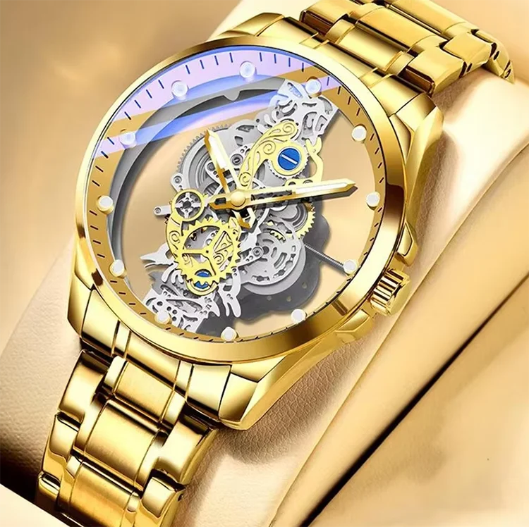 New Men Watch Skeleton Automatic Quartz Watch Golden Skeleton Vintage Man Watch Mens Watches Brand Fashion trend montre homme
