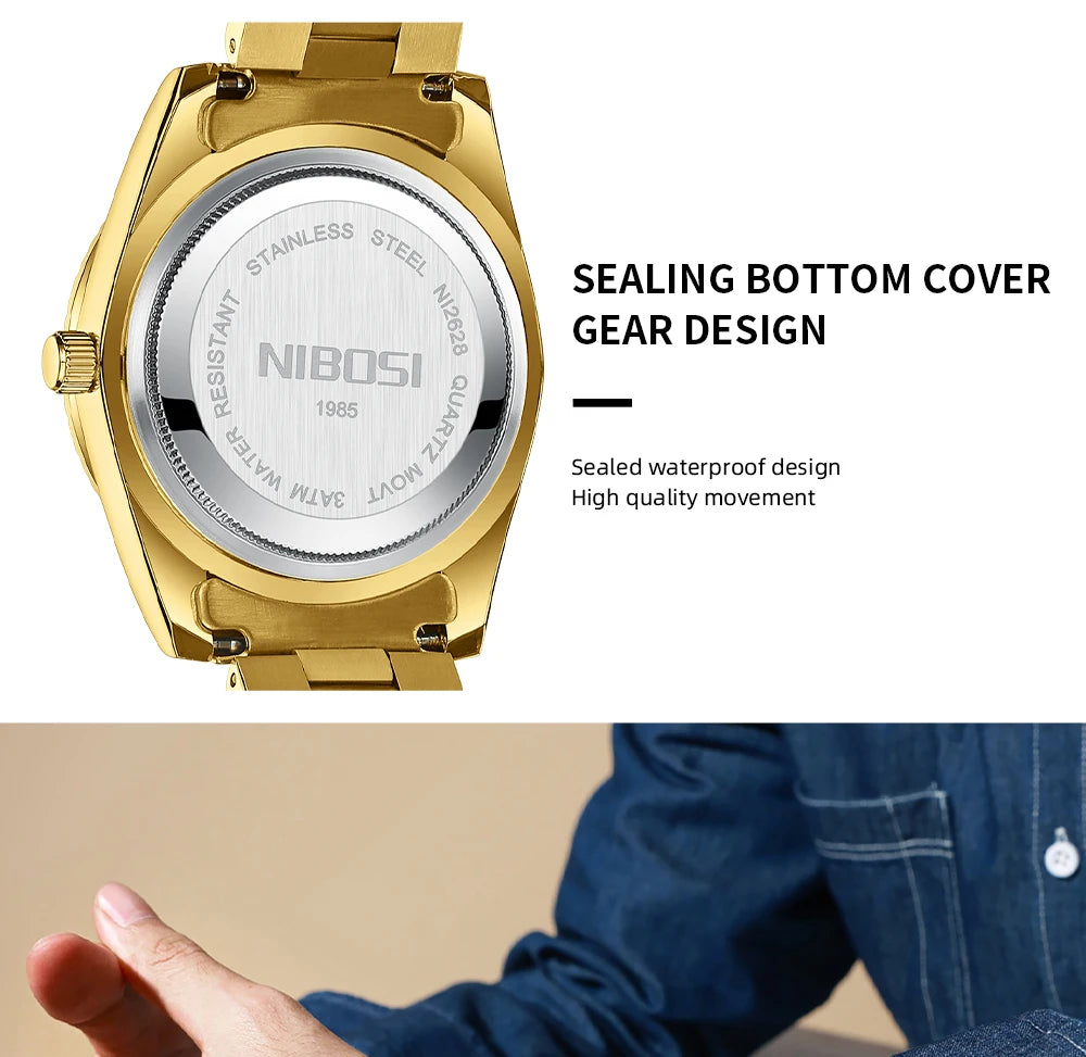 NIBOSI Luxury Men Quartz Watch Waterproof Date Luminous Wristwatch Sports Stainless Steel Men's Watches Male Clock Reloj Hombre