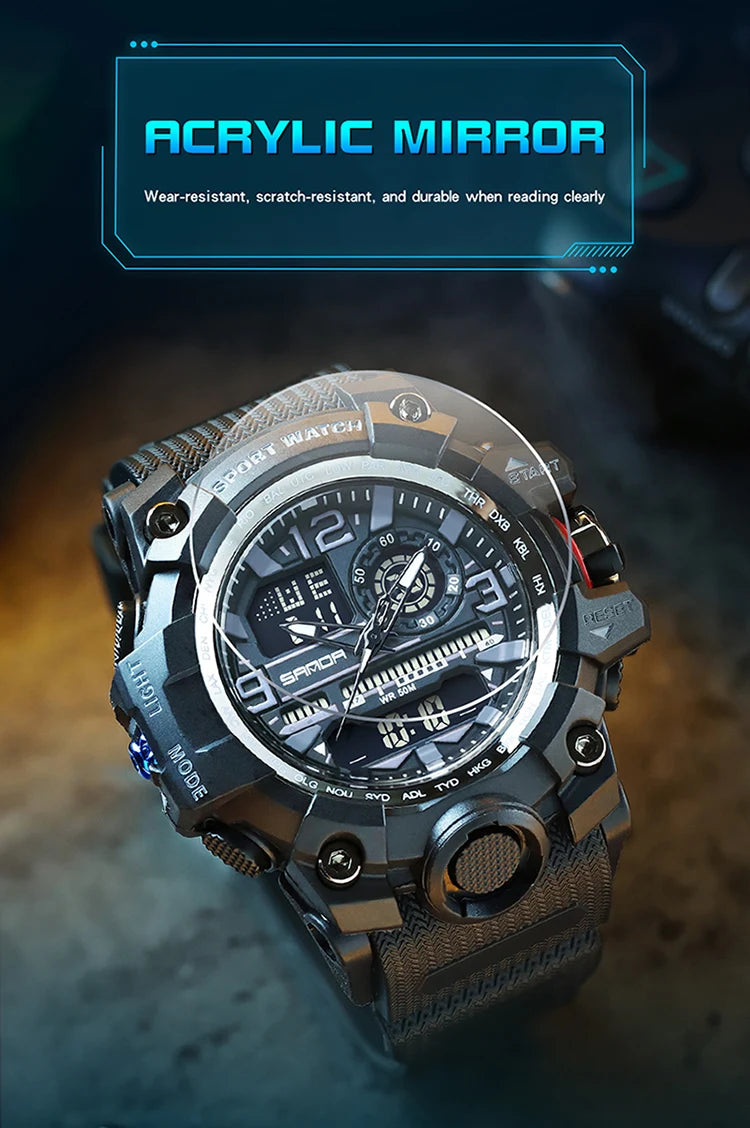 SANDA G style New Men Watch 50M Waterproof Sports Military Quartz Watch For Male Electron Digital Wristwatch Reloj De Hombre
