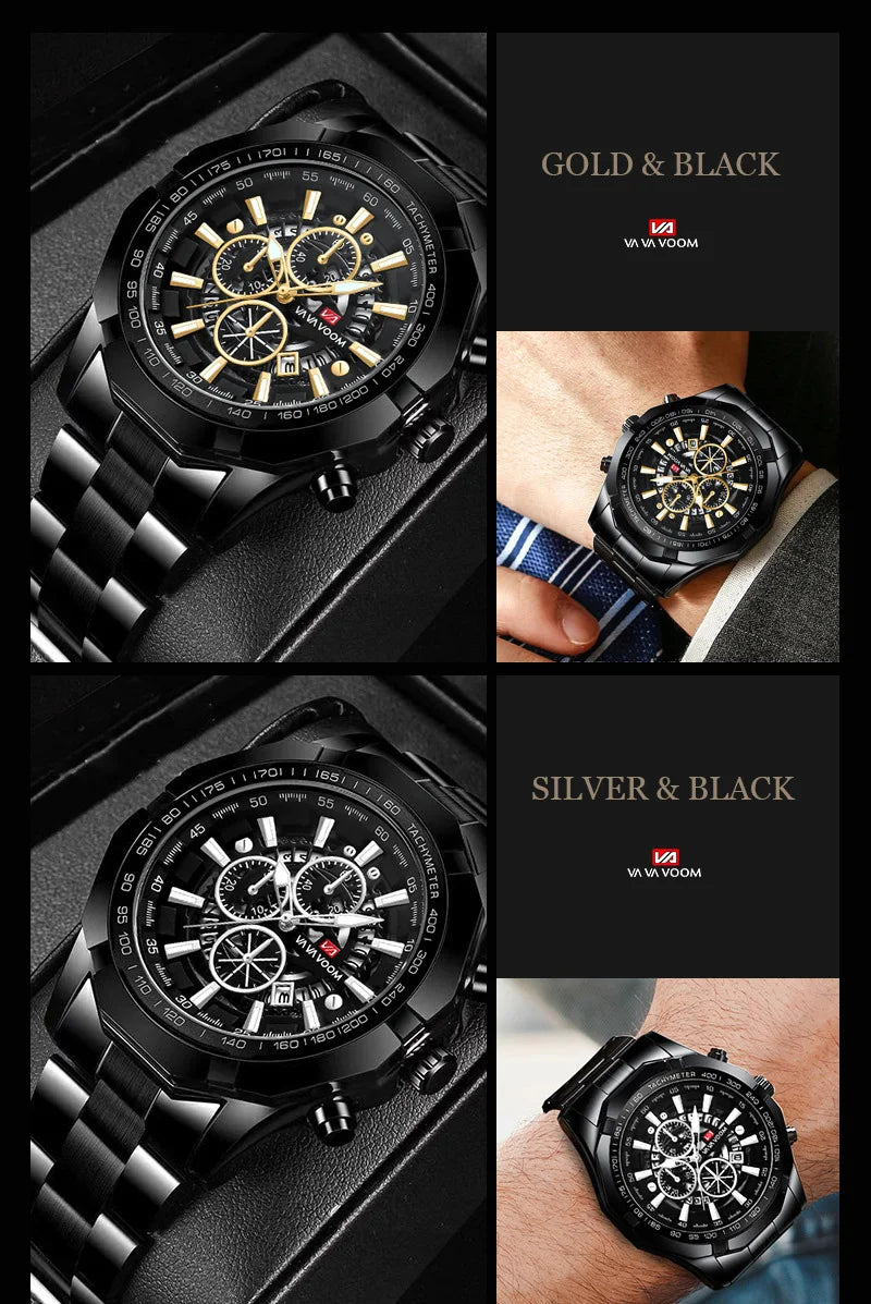 Luminous Military Watch For Men Sport Fashion Waterproof Stainless Steel Quartz Wristwatches Luxury Brand Date Mens Watches 2023