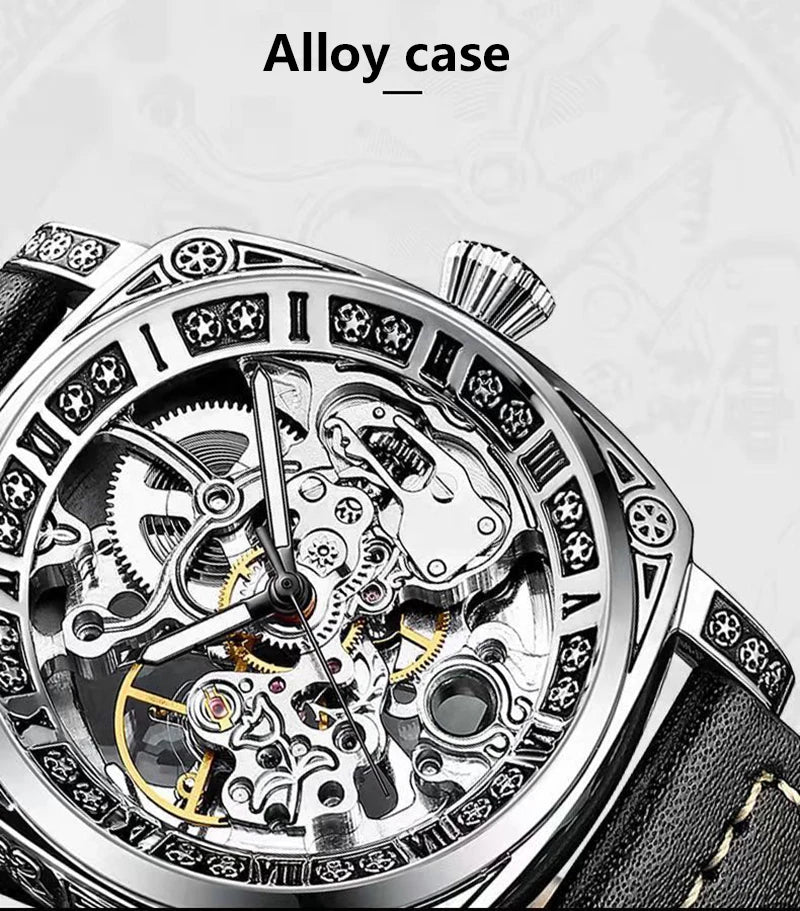 New Mens Watch Top brands Automatic man watches skeleton  Fashion Male Clock Business Mechanical Wristwatch relogio masculino