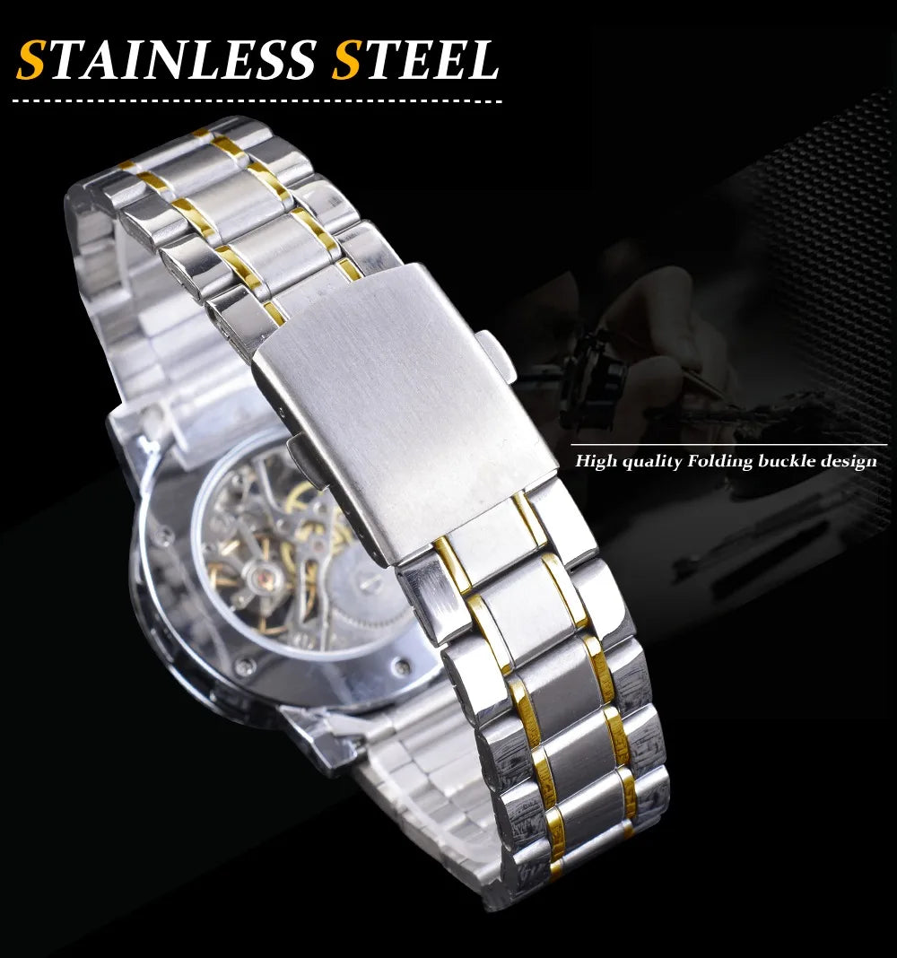 Fashion Winner Hot Top Brand Luxury Men Transparent Diamond Luminou Smovement Male Mechanical Skeleton Royal Design Wrist Watch