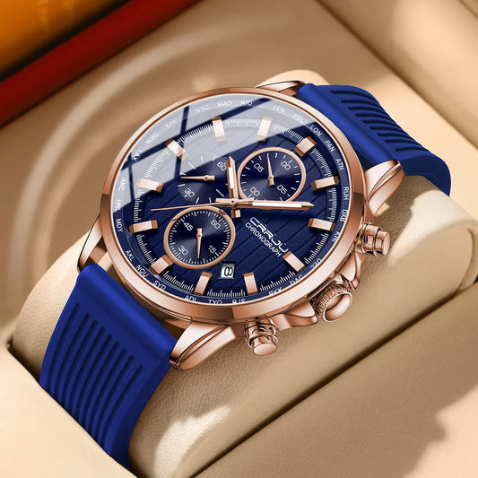 CRRJU Men Watch Silicone Strap Top Brand Luxury Sports Quartz  Waterproof Luminous Auto Date Wristwatch Relogio Masculino