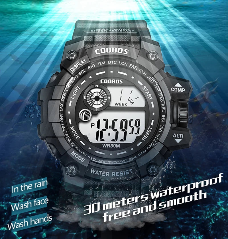 Waterproof Sport Men Watches 2024 Luxury Luminous  Silicone Strap Military Wristwatch Man Calendar LED Digital Male Watch Hombre