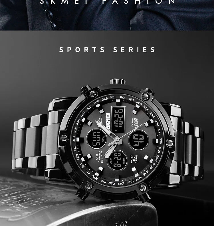 SKMEI 1389 Fashion Luxury Business Mens Watch Waterproof Sport Digital Men's Wristwatch Bracelet Clock Reloj Relogio Masculino