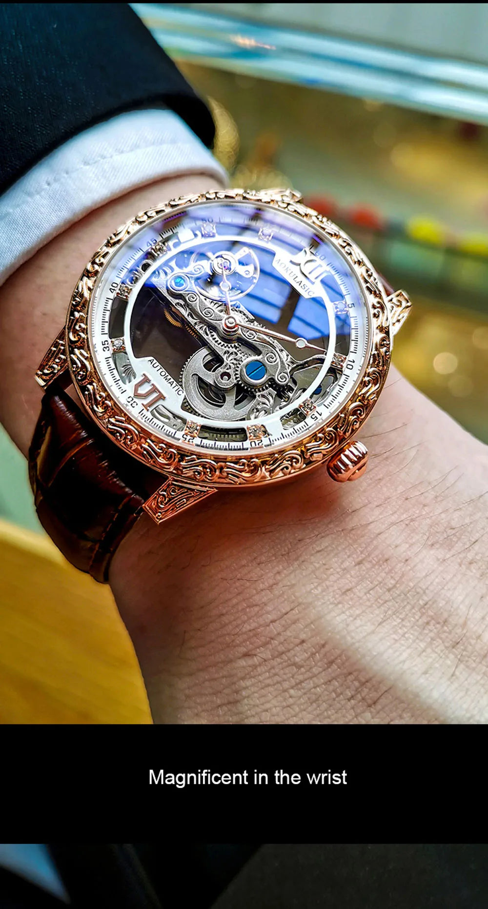 Fashion Mechanical Wristwatch Men's Luxury Brand Automatic Casual Watch Men's Sports Leather Waterproof Clock 2023 Renoj Hombre