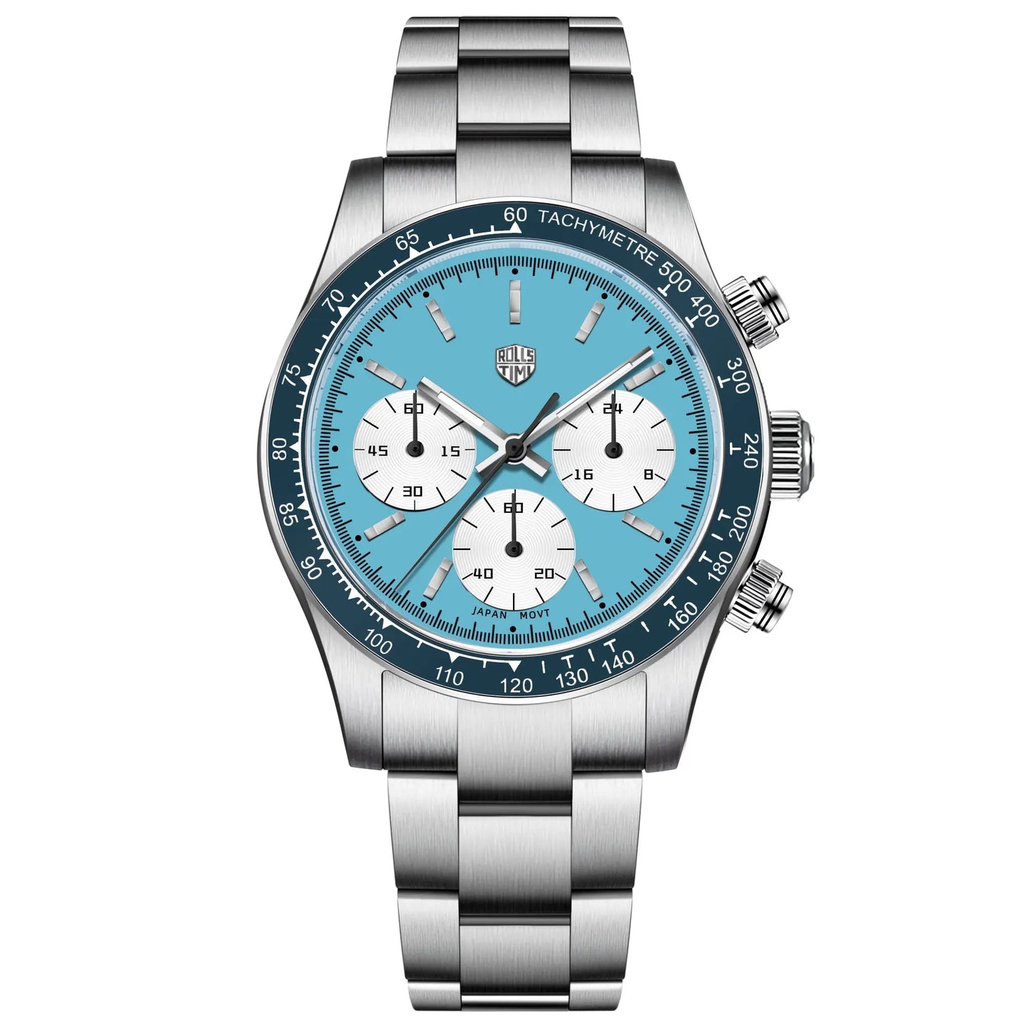 RollsTimi Mens Watch 2024 NEW Top Luxury Chronograph Stainless steel Japan TMI Vk63 Quartz Watches for Man Sapphire Wristwatch