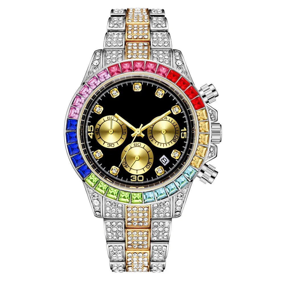 Luxury Men Colorful Watches Gold Silver Big Dial Man Wristwatch Sport Business Male Clock Relogio Masculino