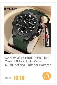 SANDA 3133 2022 G Style New Men's Watches 50M Waterproof Shock Sports Military Quartz Watch For Male Digital Wristwatch Clock