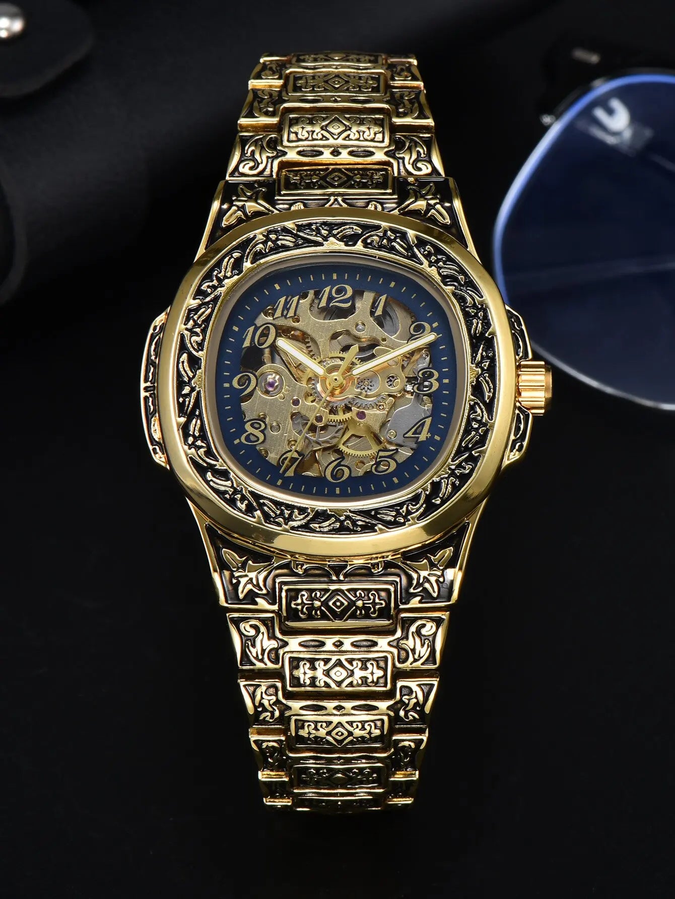 LONGLUX automatic watch for man retro mechanical wristwatches luxury alloyl waterproof skeleton mens watch men gift