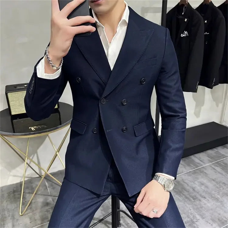 Full Suit for Men Trends Costumes Blazer High Quality 2024 2 Piece Outfit Set Man Slim Fit Elegant Ceremony Pants Gentleman