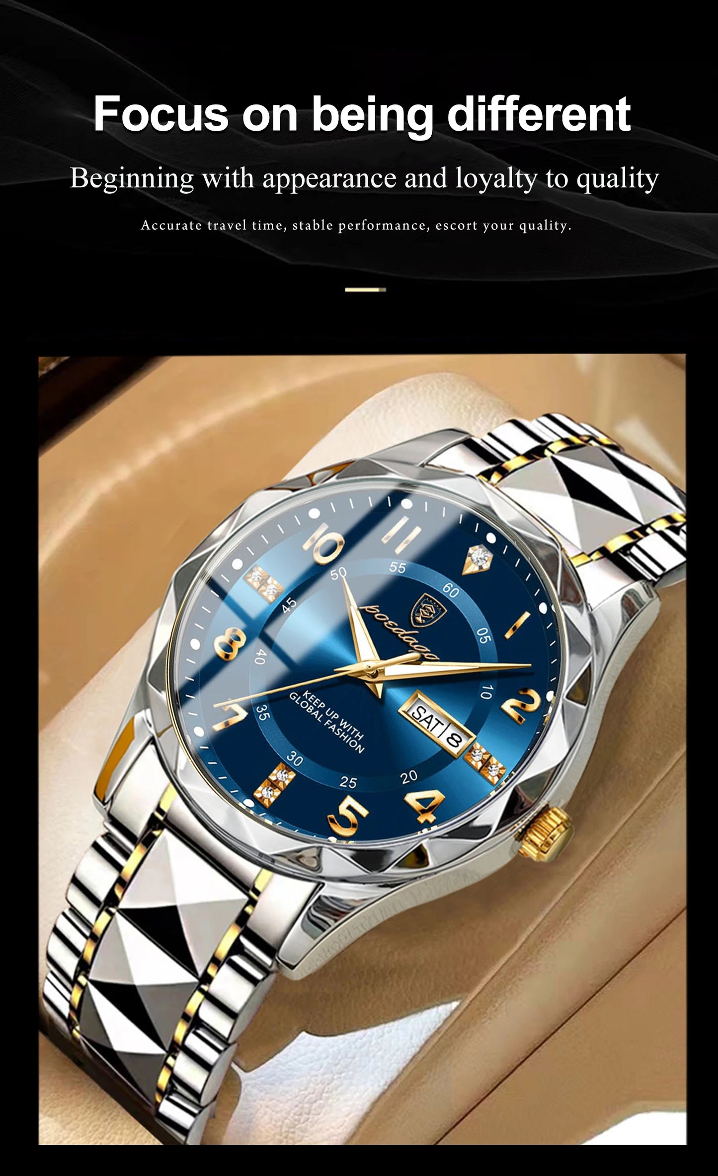 POEDAGAR Luxury Man Wristwatch Waterproof Luminous Date Week Men Watch Sport Stainless Steel Quartz Men's Watches Male reloj+box