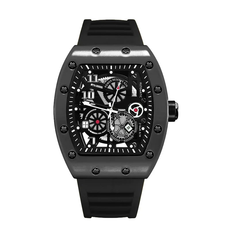 UTHAI Men's Watch Sports Fashion Trend Fully Automatic Quartz Wristwatch Hollow Waterproof Black Warrior Male Clock Watches