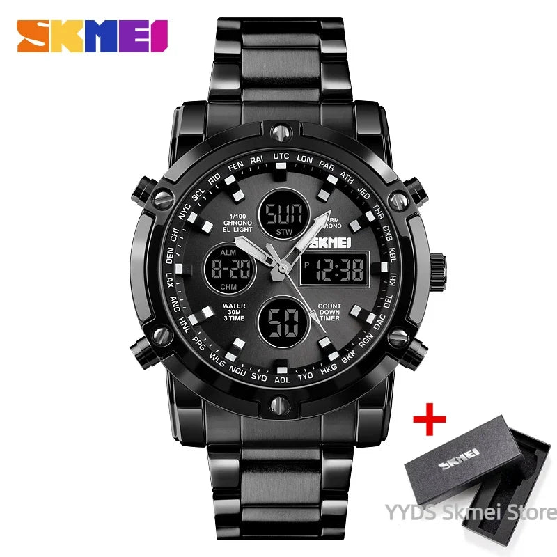 SKMEI 1389 Fashion Luxury Business Mens Watch Waterproof Sport Digital Men's Wristwatch Bracelet Clock Reloj Relogio Masculino