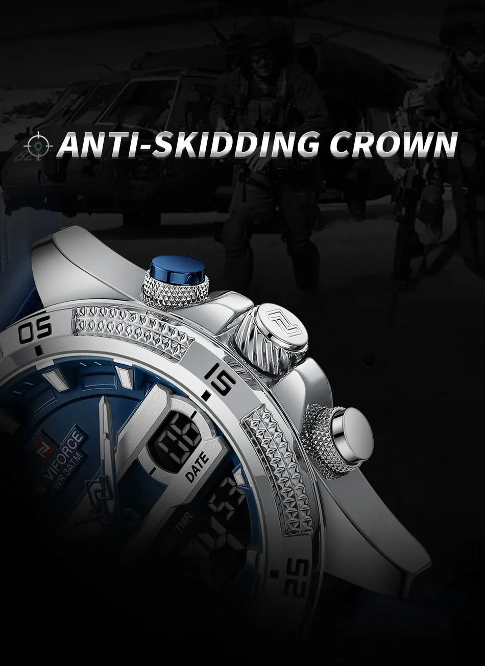 NAVIFORCE Military Sport Watches For Men Fashion Silicone Strap Waterproof Wrist watch Male Dual Display Luminous Alarm Clock
