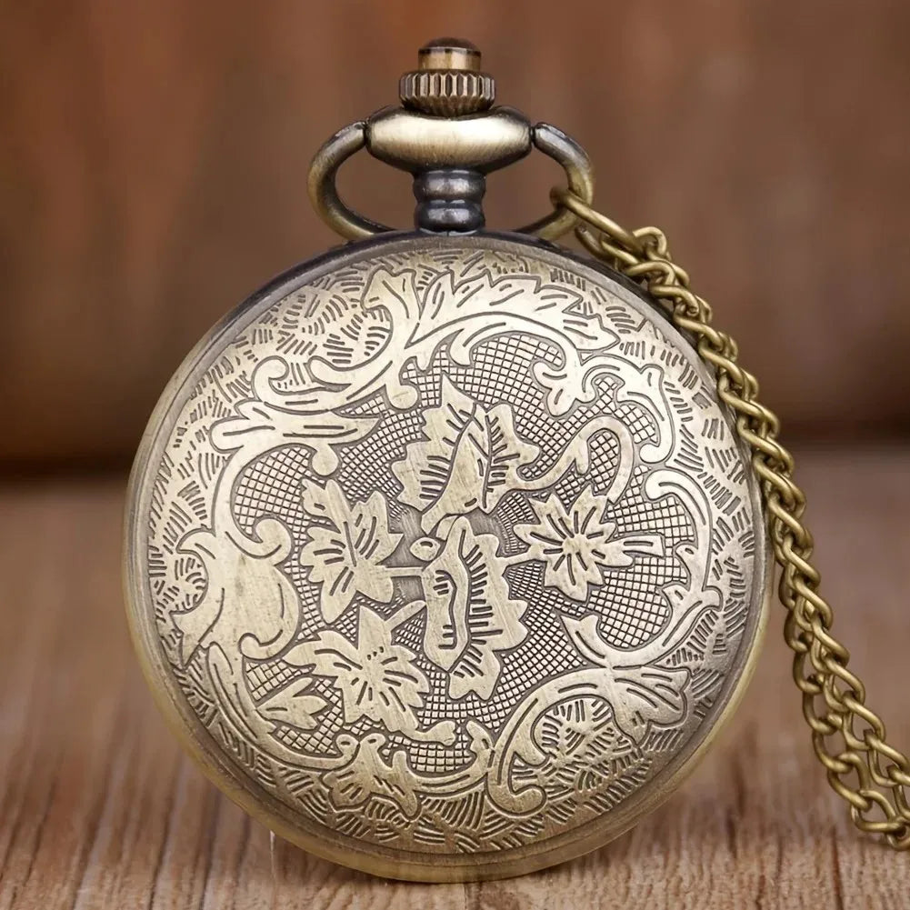 New steampunk vintage gear hollow quartz watch pocket necklace gift chain pocket watch men boys