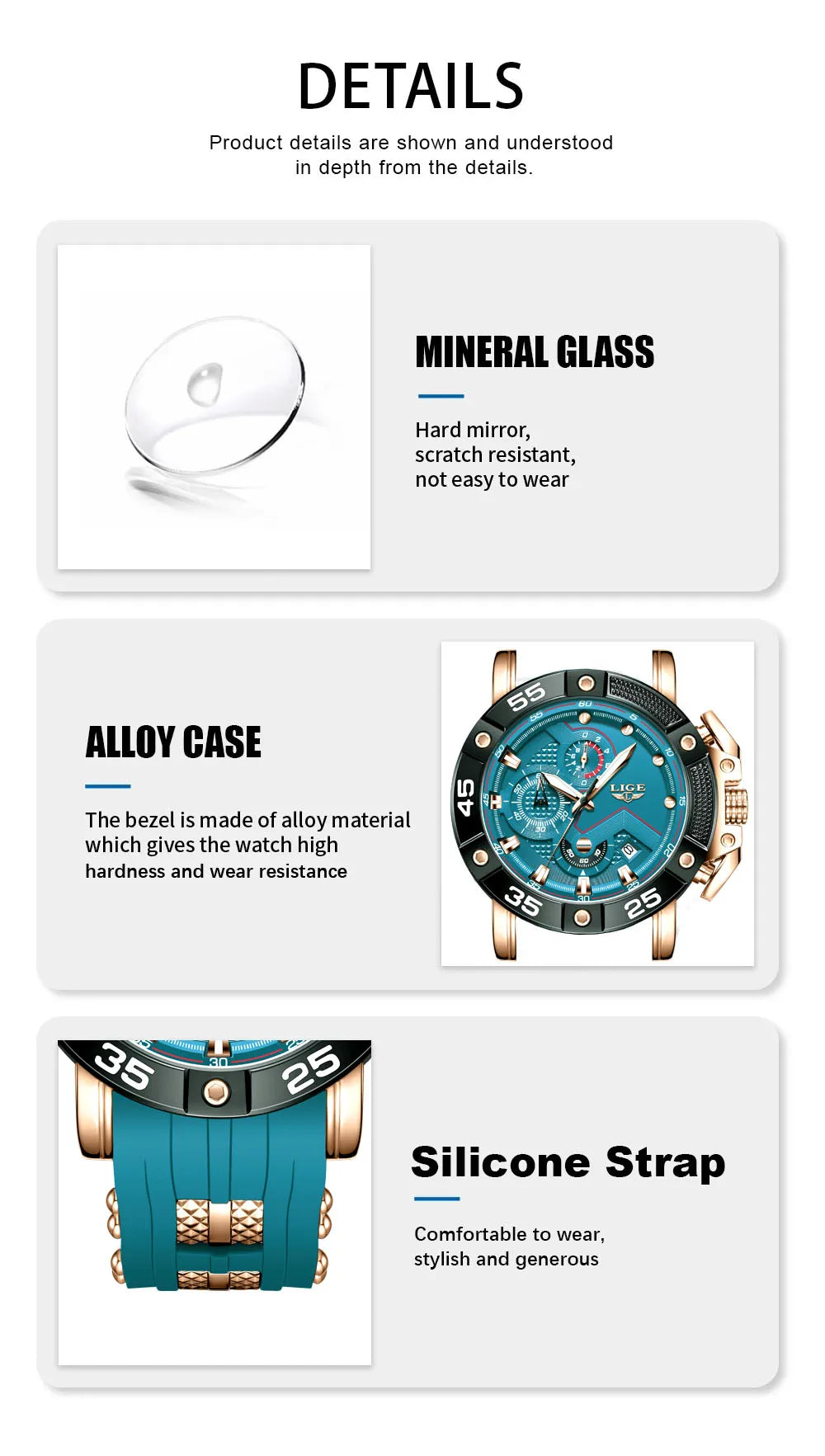 LIGE Mens Watches Top Brand Luxury Big Dial Watch Men Silicone Military Sports Waterproof Quartz Watch For Men Relogio Masculino