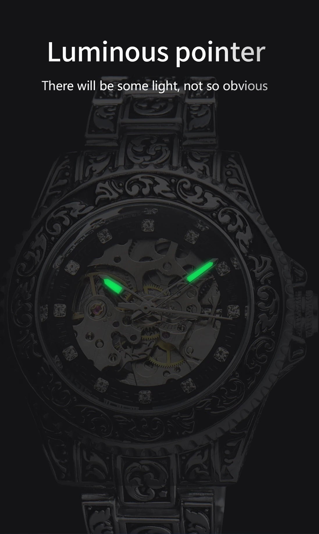 LONGLUX automatic watch luxury wholesale mechanical wristwatches stainless steel carve waterproof  no logo mens watch men gift