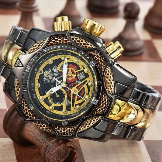 2024 Personalized Fashion Watch Men's Quartz Watch Large Plate Multi functional Alloy Strap Life Waterproof Watch