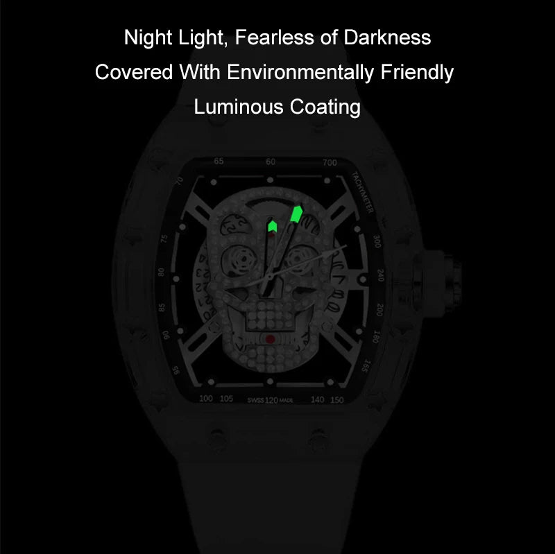 UTHAI New Men's Watch Fashion Trend Non Mechanical Watch Waterproof Luminous Skull Wine Bucket Quartz Watch Men's Gift V0020