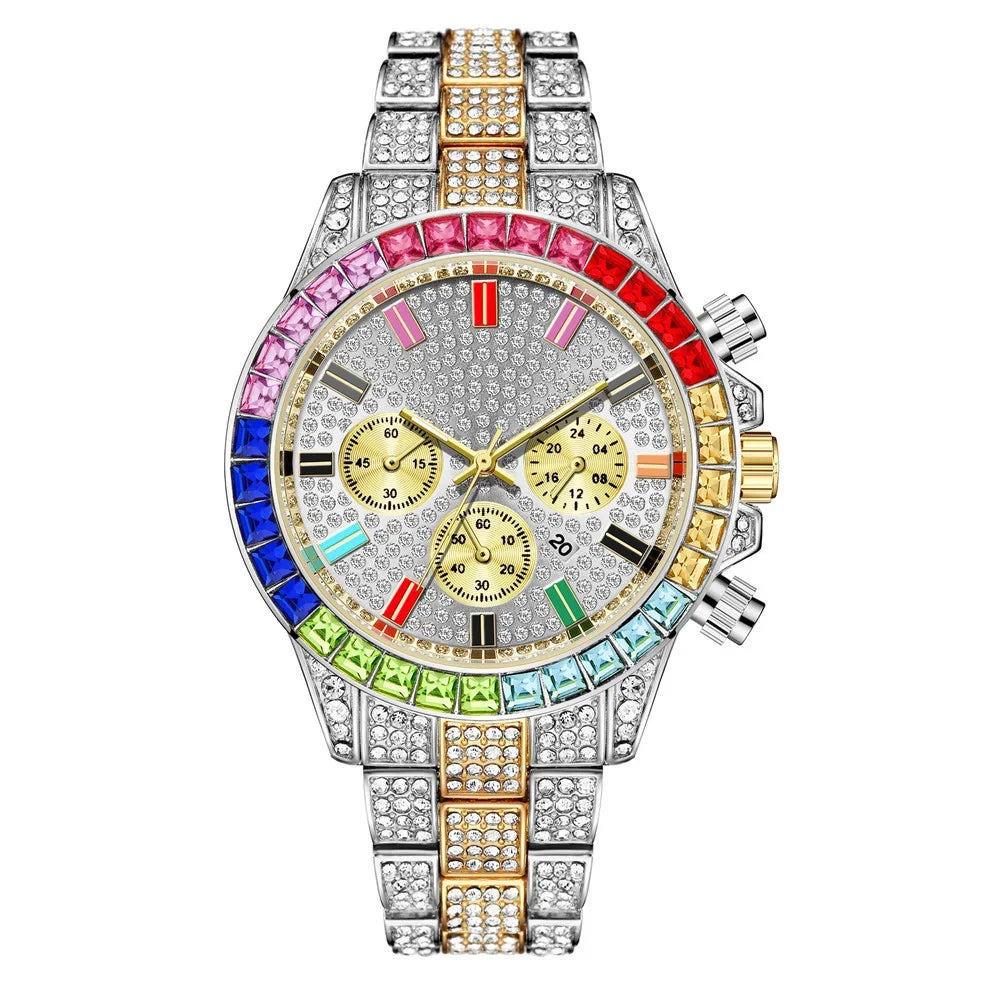 Luxury Men Colorful Watches Gold Silver Big Dial Man Wristwatch Sport Business Male Clock Relogio Masculino