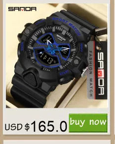 SANDA 6162 Men's Electronic Watch Creative Sports Waterproof Luminous Chronograph Pointer Digital Dual Display Wristwatches