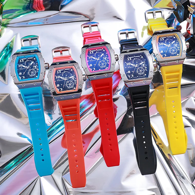 2024 New Fashion Men Luxury Watches For Mens Big Silicone Jelly Casual Quartz Watch For Gift Relogio Masculino Male Wristwatches