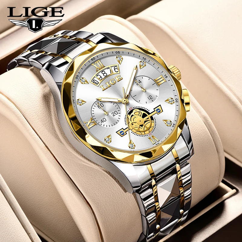 LIGE 2024 Fashion Mens Watch Luxury Business Waterproof Sports Quartz Wristwatches Luminous Date Casual Watches Men Reloj Hombre