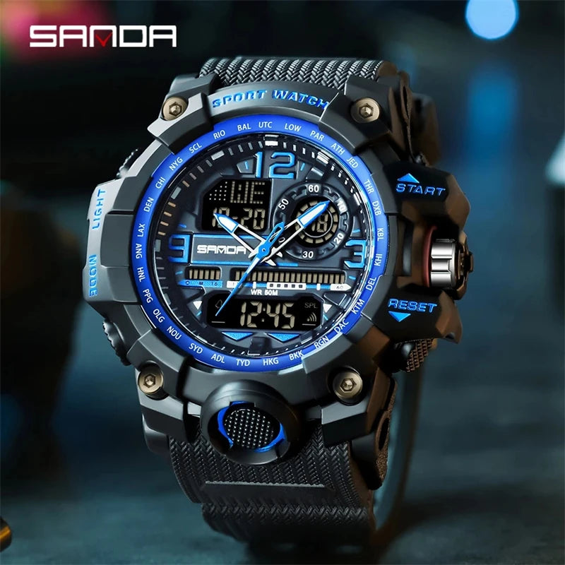 SANDA 3133 2022 G Style New Men's Watches 50M Waterproof Shock Sports Military Quartz Watch For Male Digital Wristwatch Clock