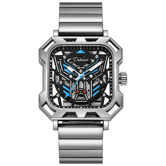 Square Skeleton Dial Mens Watches Top Brand Luxury Luminous Sports Automatic Mechanical Watch Waterproof Steel Reloj Hombre