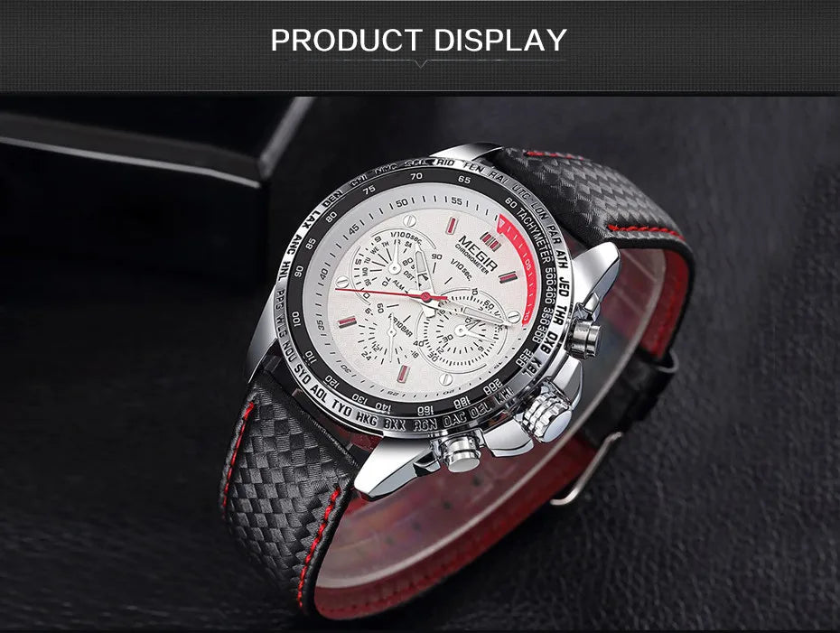 MEGIR 1010 Hot Men's Watch Original Luxury Fashion Brand Sport Clock Leather Strap Business Quartz Wrist Watches for Men Casual
