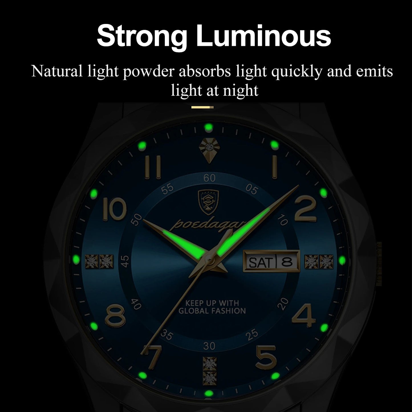 POEDAGAR Luxury Man Wristwatch Waterproof Luminous Date Week Men Watch Sport Stainless Steel Quartz Men's Watches Male reloj+box