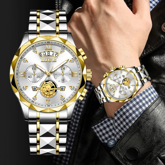LIGE 2024 Fashion Mens Watch Luxury Business Waterproof Sports Quartz Wristwatches Luminous Date Casual Watches Men Reloj Hombre